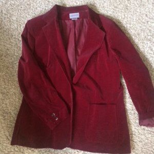 Unisex Eighties Red Velvet Blazer. Made in Japan.
